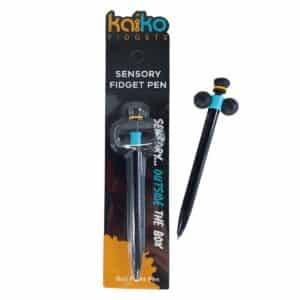 Black Sensory Fidget Pen with spinning top, tactile dots, medium ballpoint tip and click-action mechanism