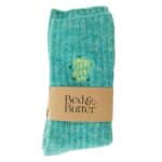 Cloud-soft mint ribbed socks embroidered with the uplifting words “small steps every day” and tiny green hearts