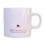 Soft purple Stronger Than You Think Ceramic Mug with gold foil elephant and inspirational quote