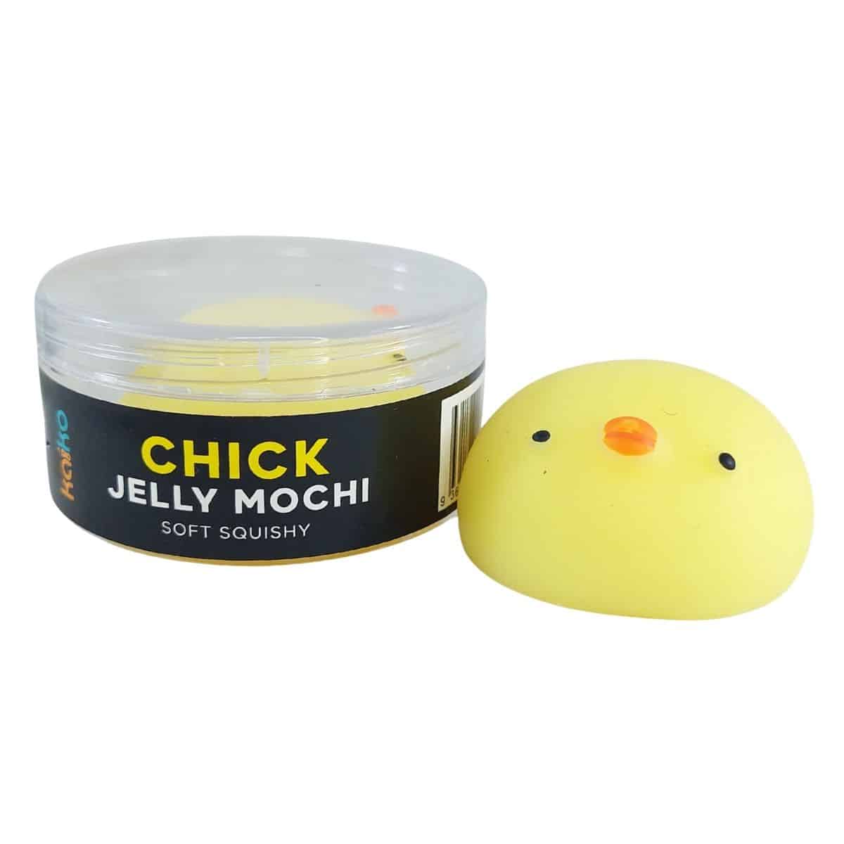 Yellow Squishy Jelly chick pocket-sized sensory fidget toy made from soft, solid and mess-free TPR