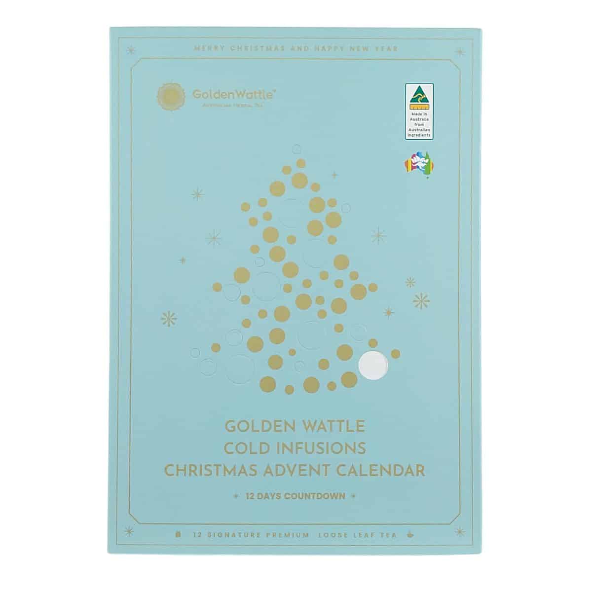 Cold Infusions Tea Christmas Advent Calendar featuring 12 Australian loose leaf tea blends in reusable stainless steel tins.
