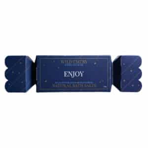 Wild Emery Enjoy Bath Salt Bon Bon, Australian-made magnesium bath salts with eucalyptus and cypress essential oils in decorative gift packaging.